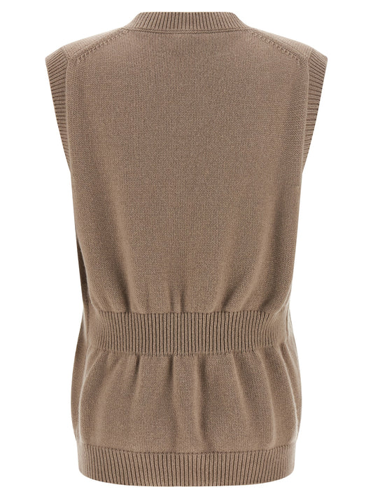 Beige Cashmere Sleeveless Jacket