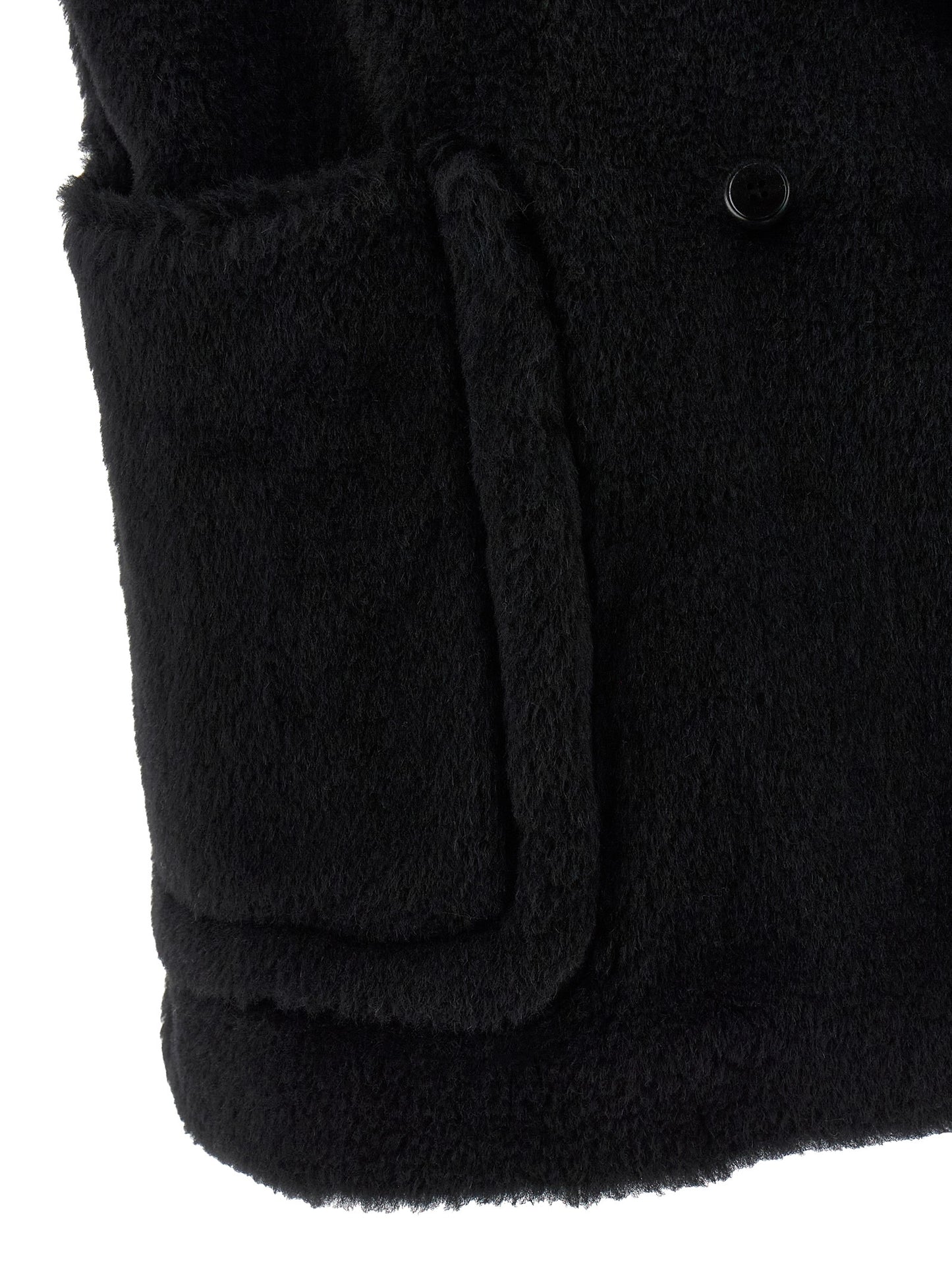 Black Alpaca Leather Sleeveless Jacket