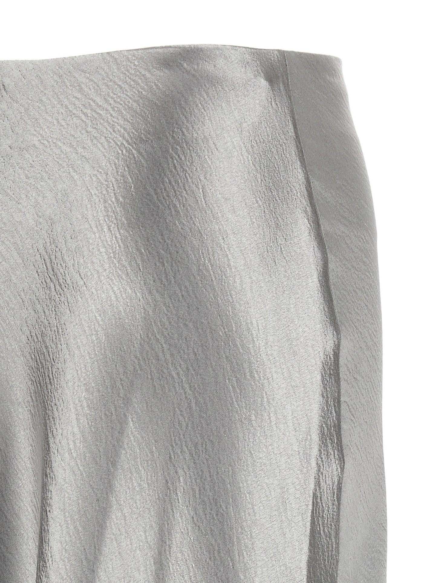 Gray Polyester Midi Skirt