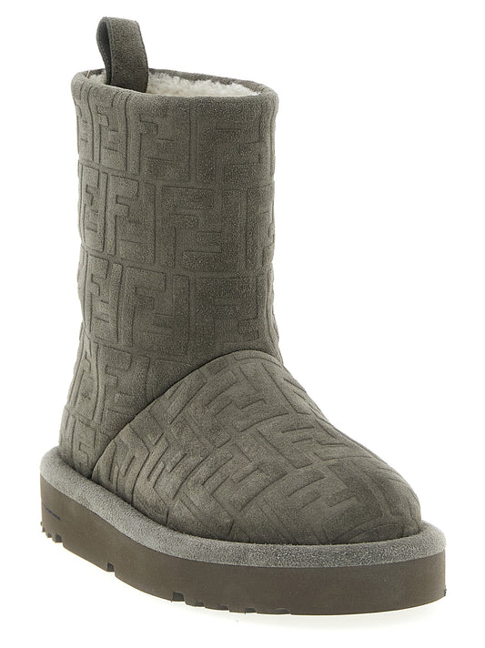 Gray Calfskin Ankle Boots