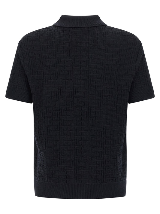 Blue Wool Polo Shirt