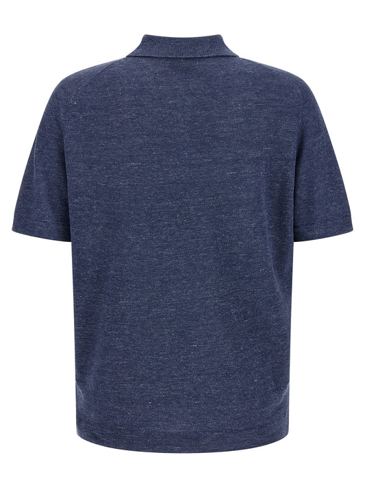 Blue Linen Polo Shirt