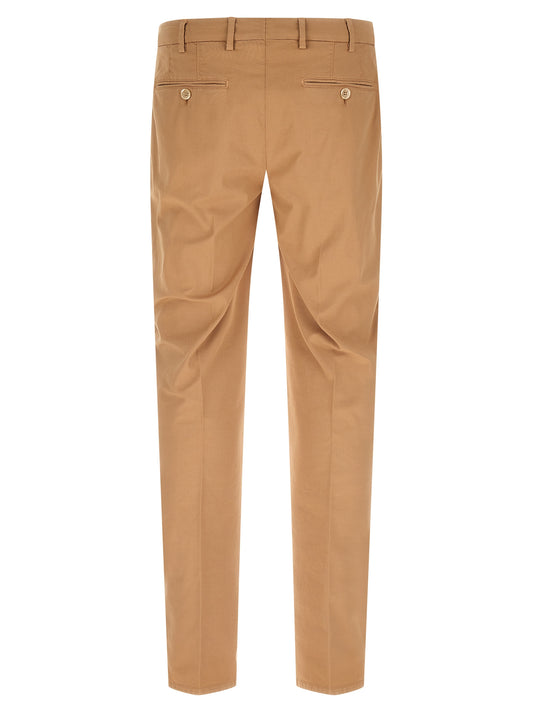 Beige Cotton Casual Pants