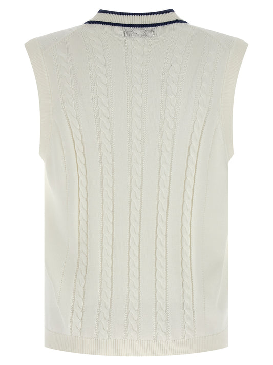 White Cotton Sleeveles Sweater