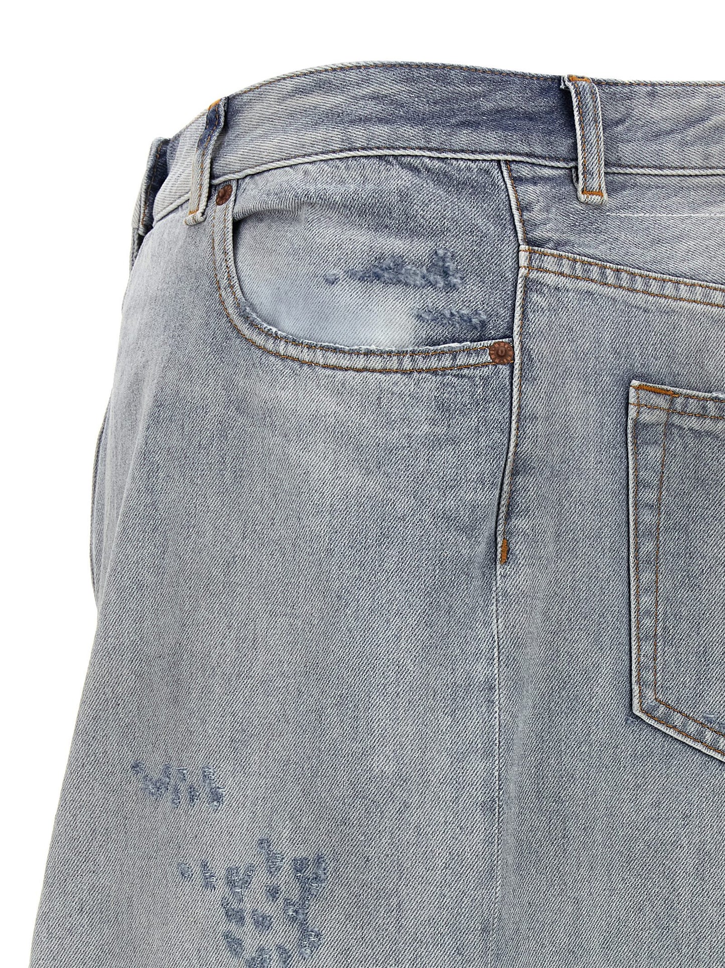 Blue Cotton Mini Skirt