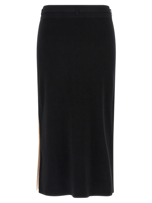 Black Viscose Midi Skirt
