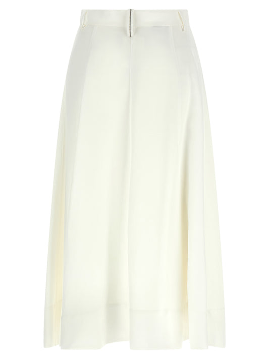 White Viscose Midi Skirt