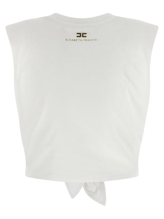 White Cotton Sleeveles T-Shirt