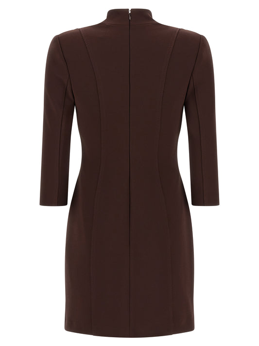 Brown Polyester Short Dress