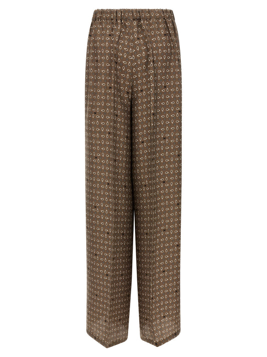 Brown Silk Casual Pants