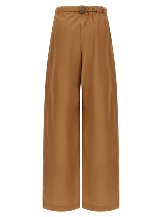 Brown Cotton Casual Pants