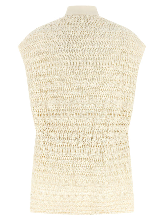 Beige Cotton Sleeveless Jacket