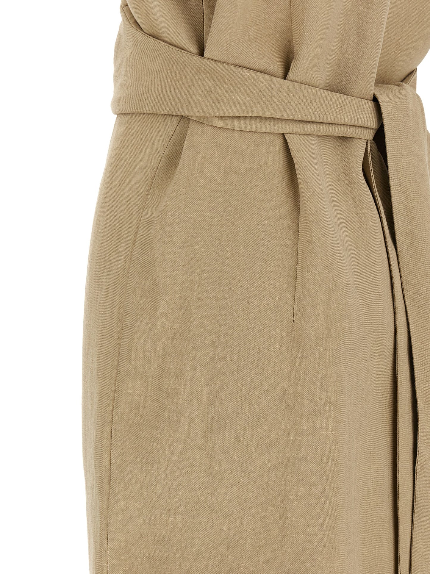Beige Viscose Midi Dress