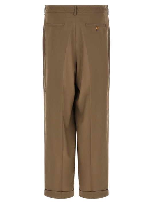 Beige Virgin Wool Casual Pants