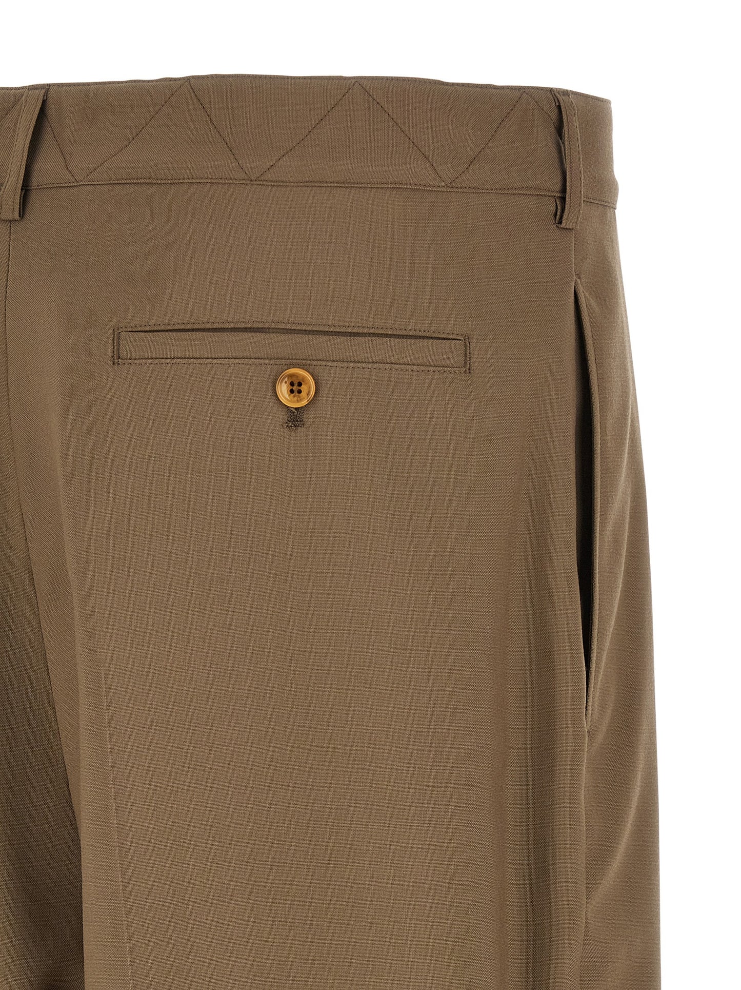 Beige Virgin Wool Casual Pants