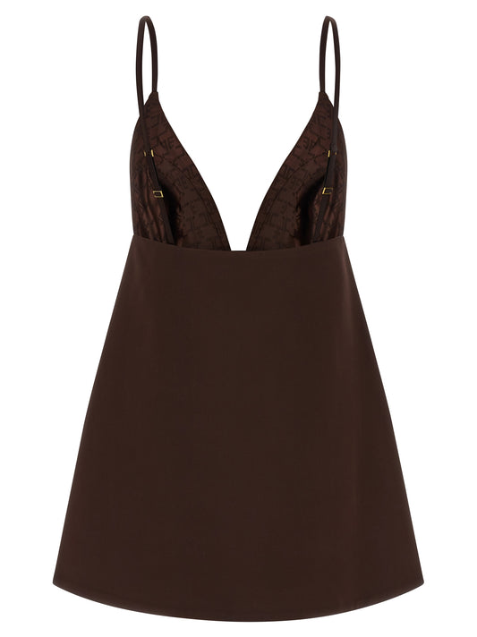 Brown Polyester Short Dress