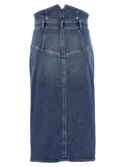 Blue Cotton Midi Skirt