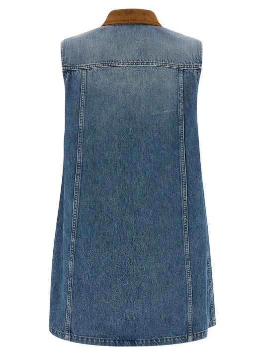 Blue Cotton Short Dress