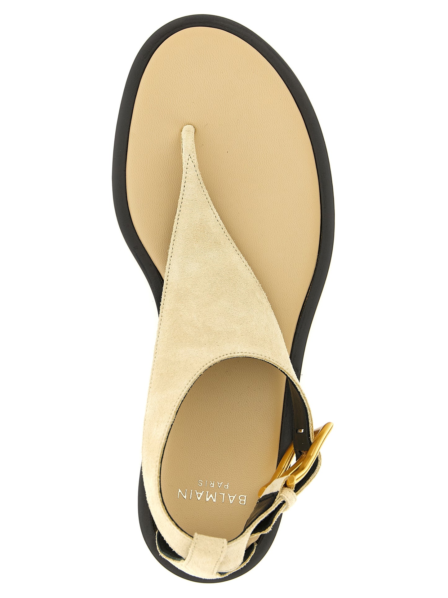 Beige Calfskin Flat Sandals