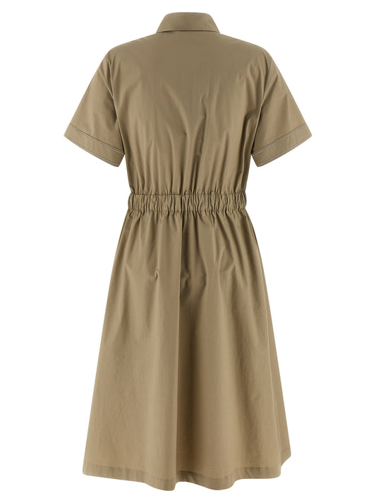 Bicolor Cotton Midi Dress