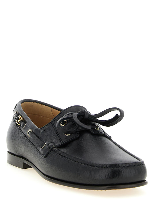 Black Buffalo Leather Slip-On Loafers