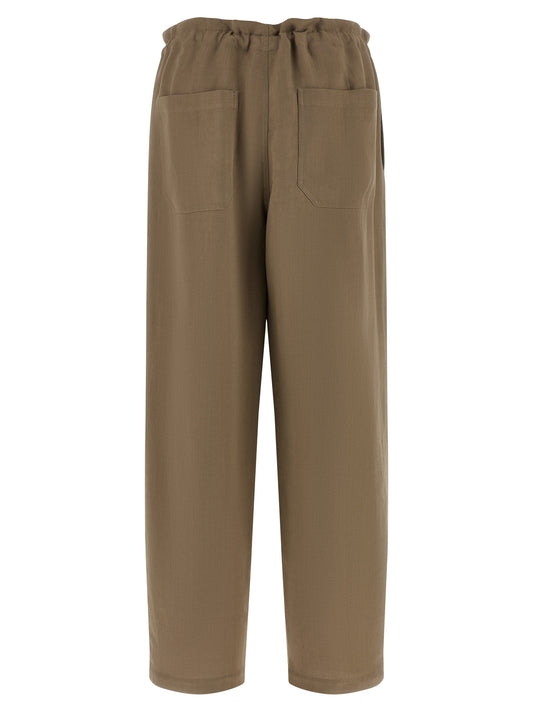 Beige Viscose Casual Pants