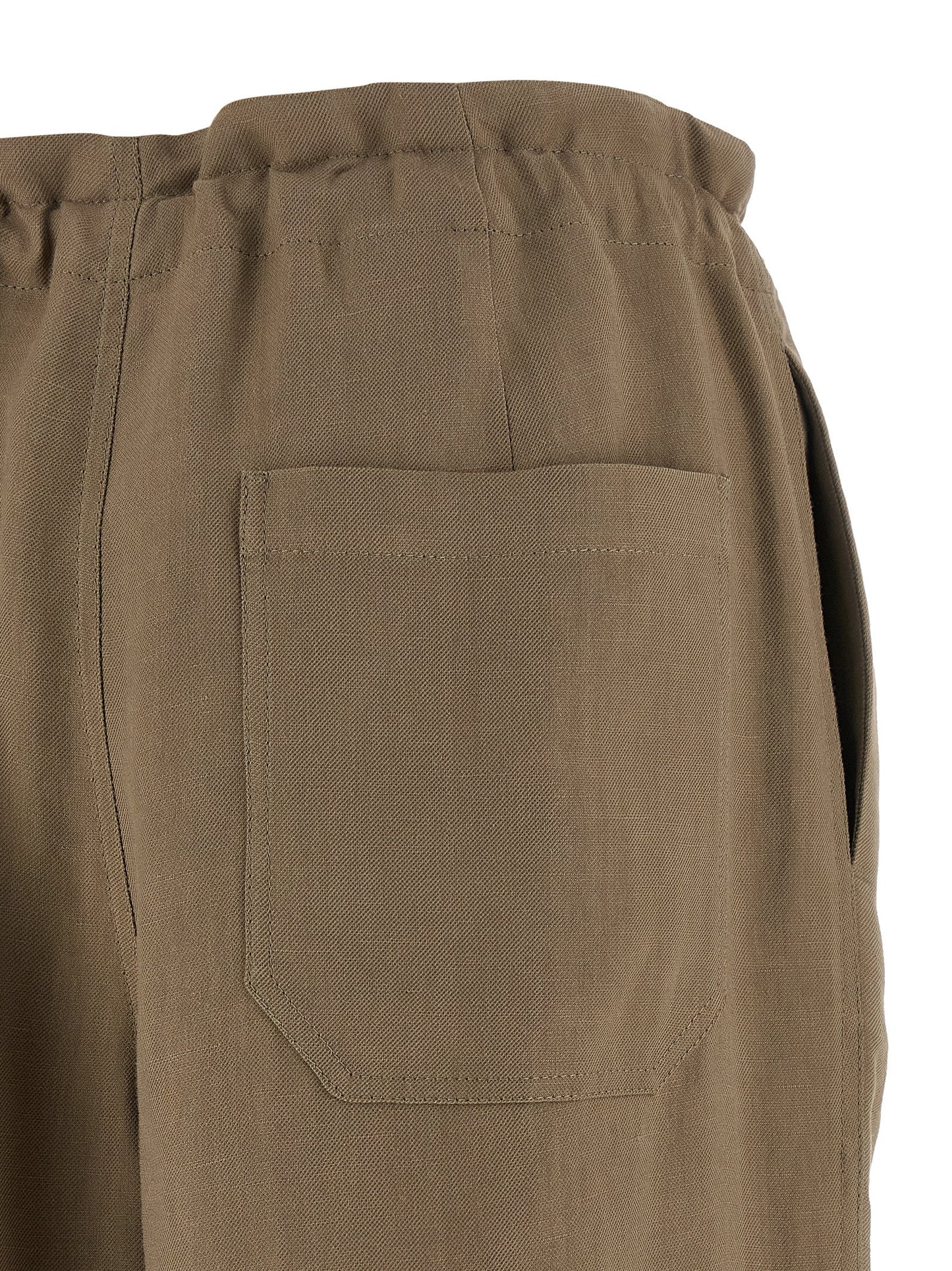 Beige Viscose Casual Pants