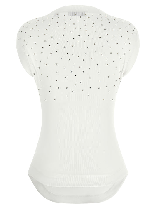 White Viscose Sleeveles T-Shirt