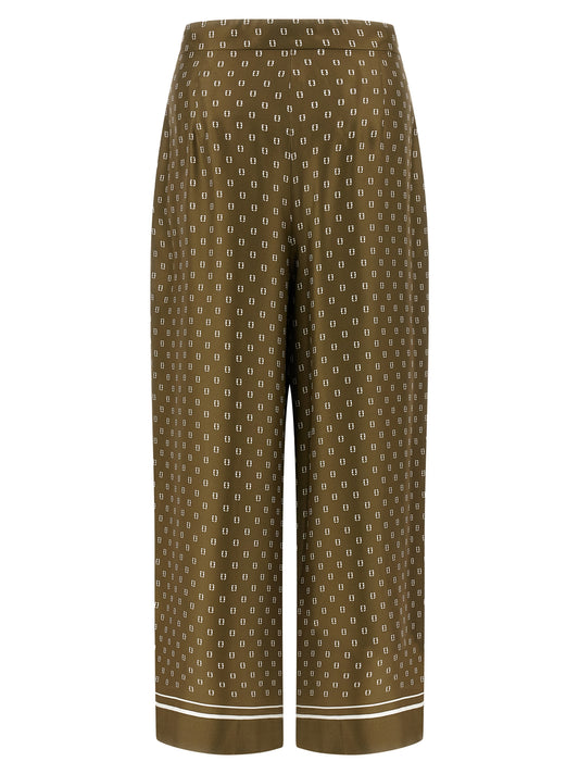Bicolor Silk Casual Pants