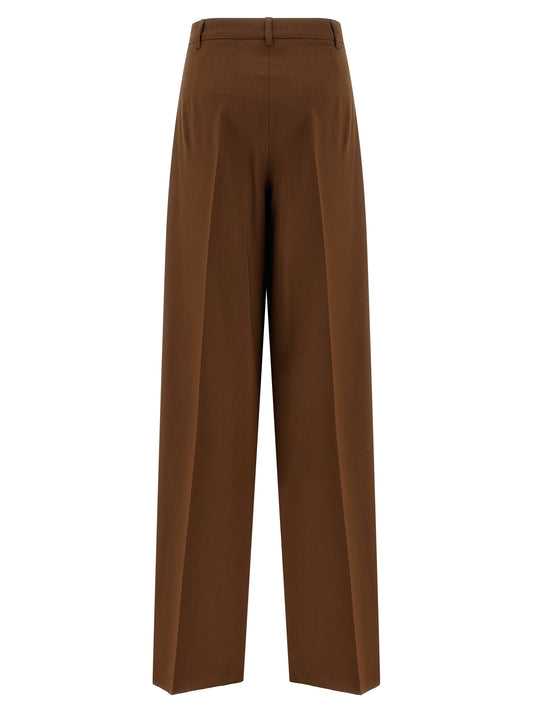 Brown Virgin Wool Casual Pants