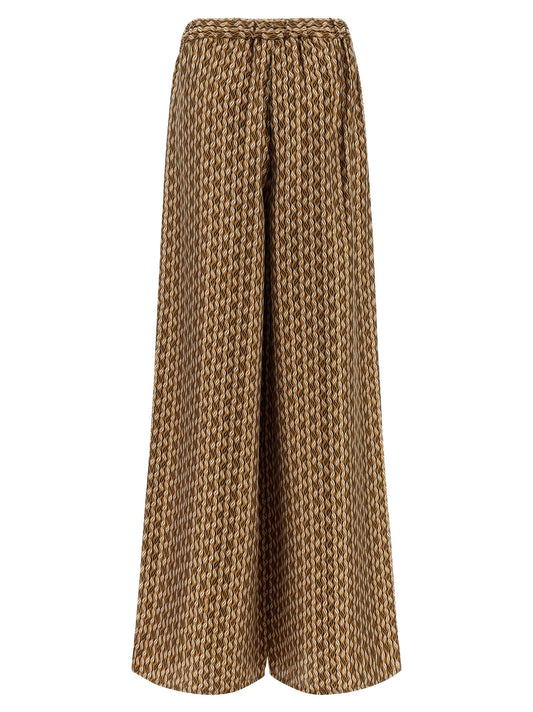 Brown Silk Casual Pants