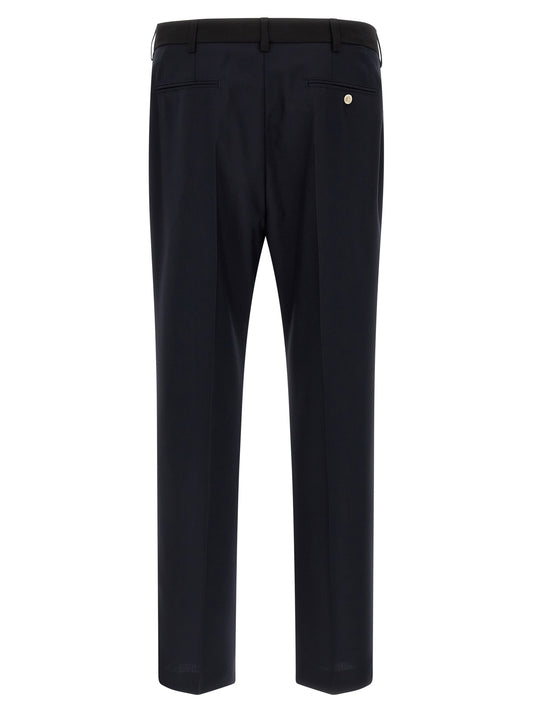 Blue Virgin Wool Casual Pants