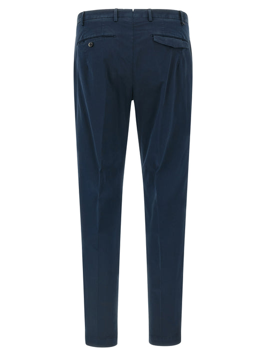 Blue Cotton Casual Pants