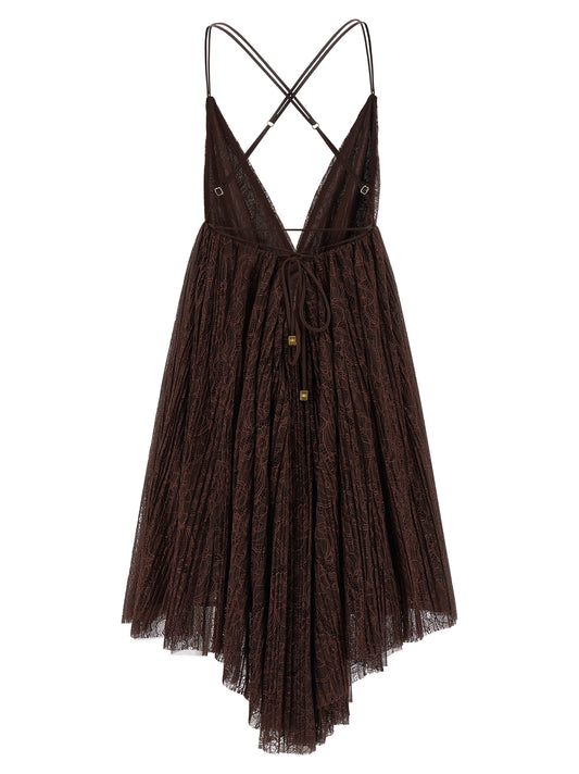 Brown Polyamide Short Dress
