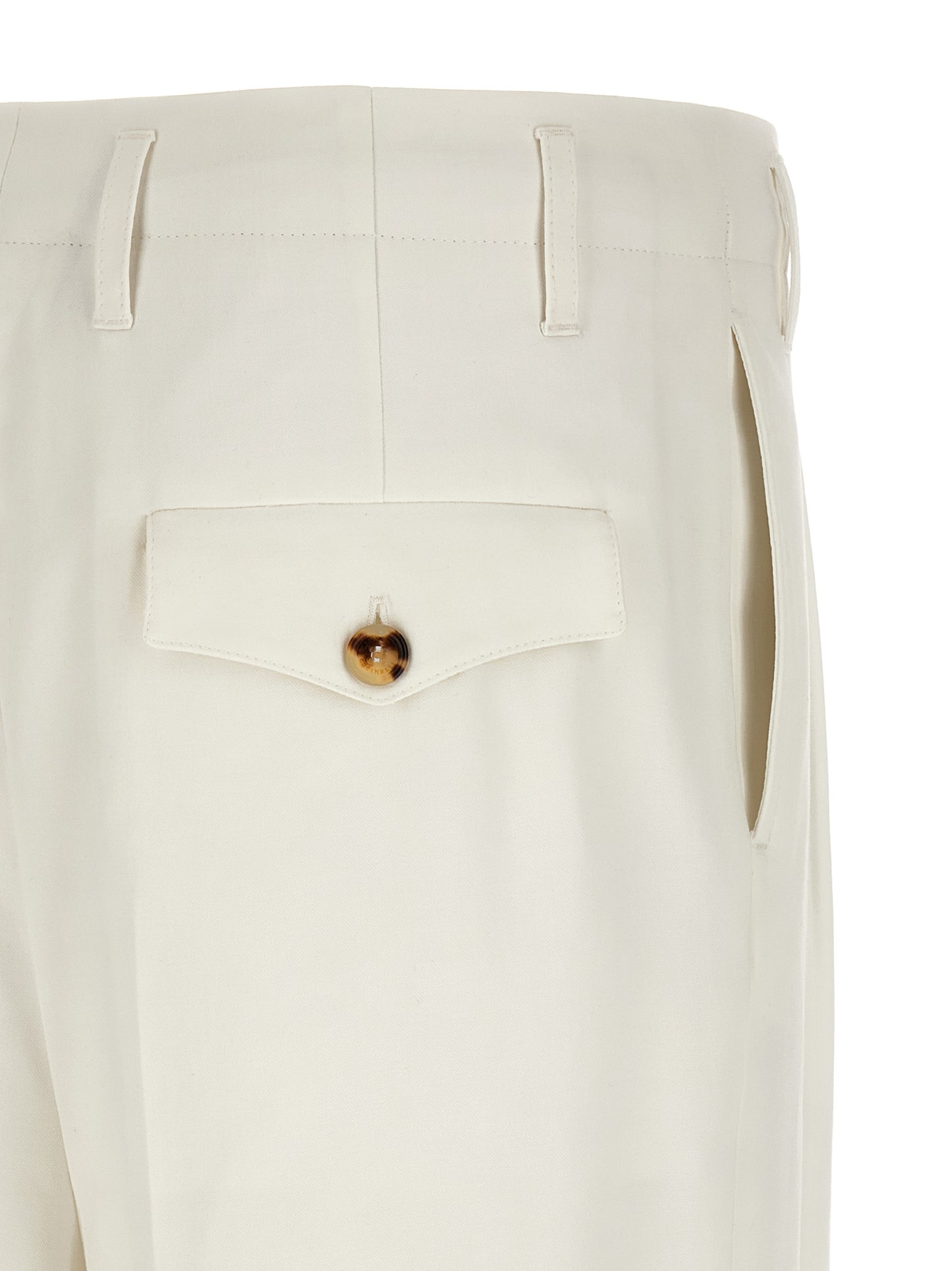 White Cotton Casual Pants