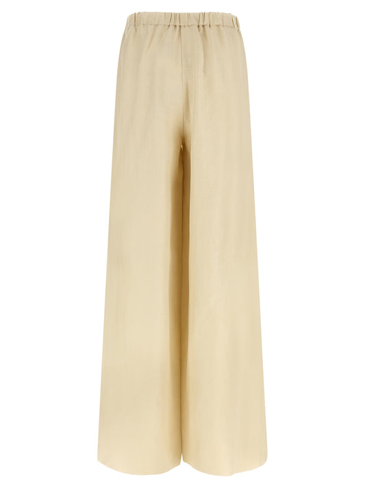 Beige Linen Casual Pants