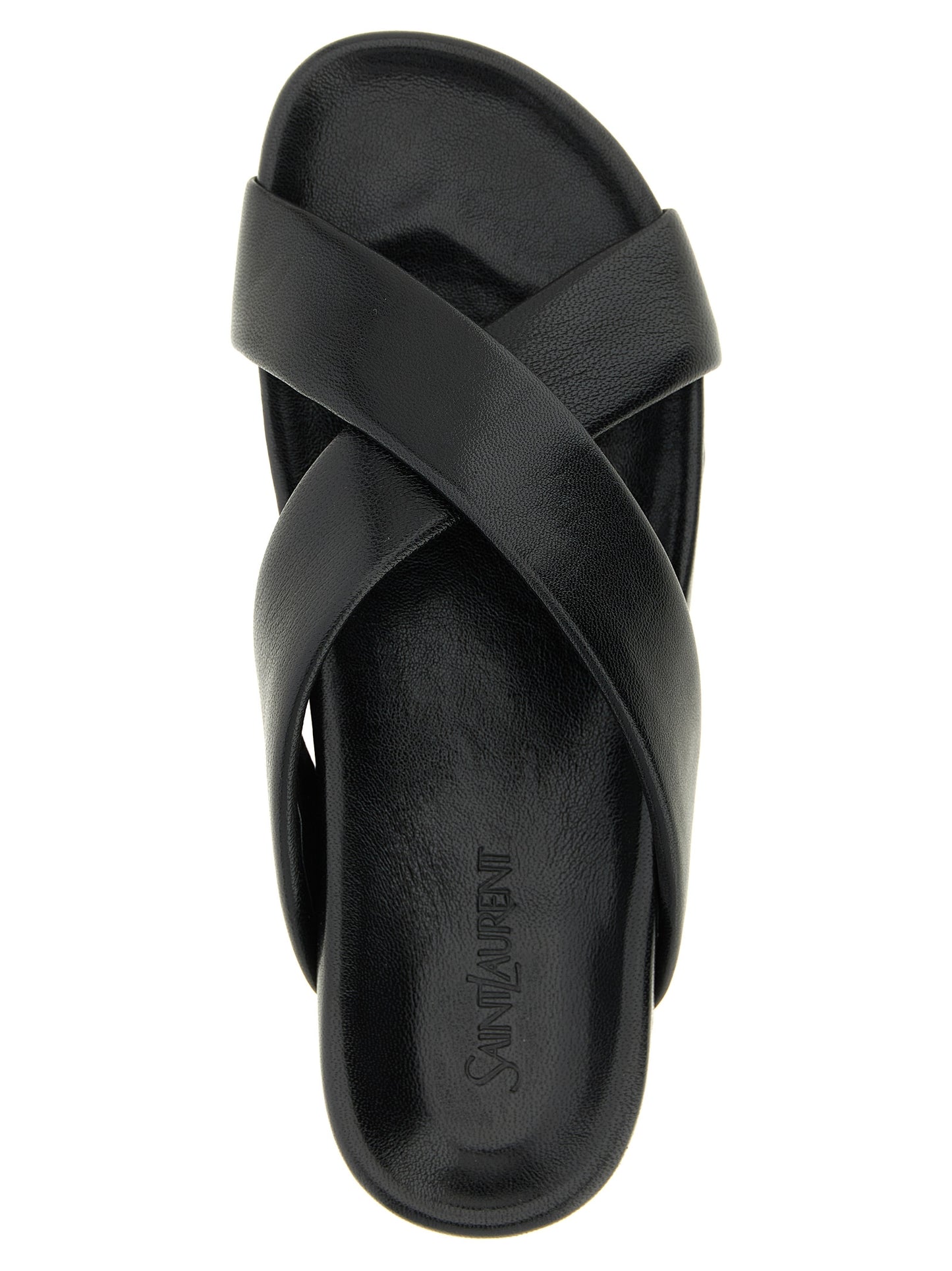 Black Lamb Leather Slides