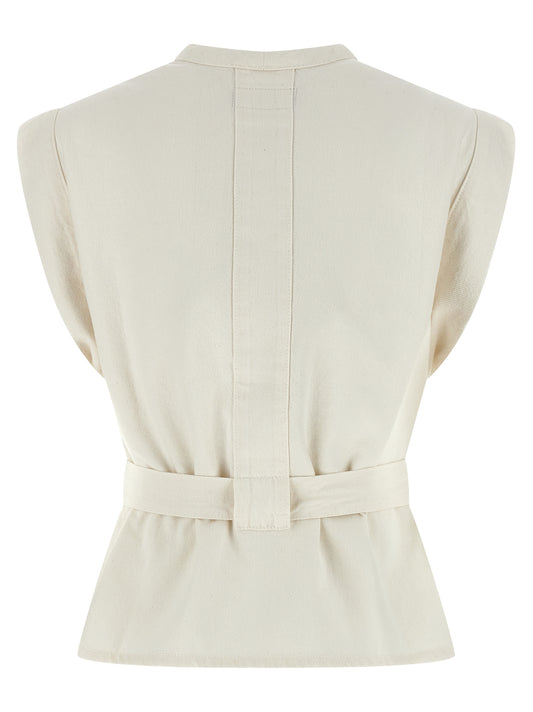 White Cotton Sleeveless Jacket