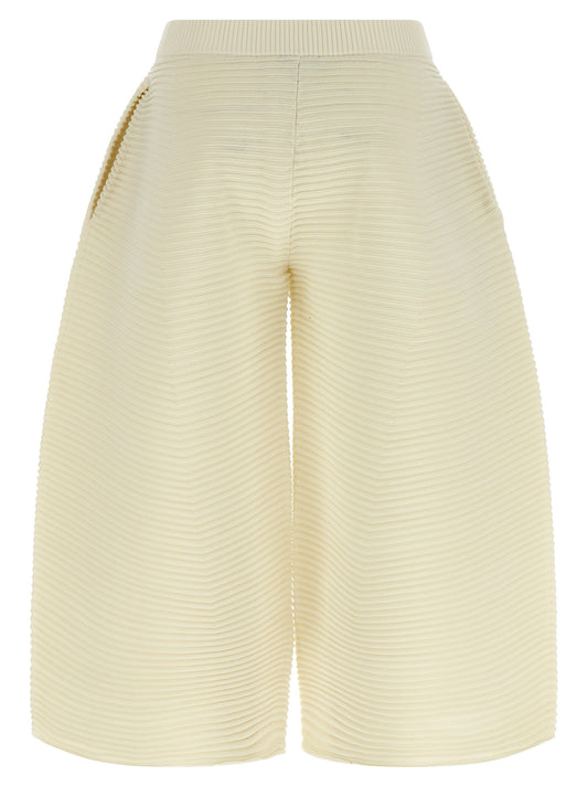 White Polyester Cropped Pants
