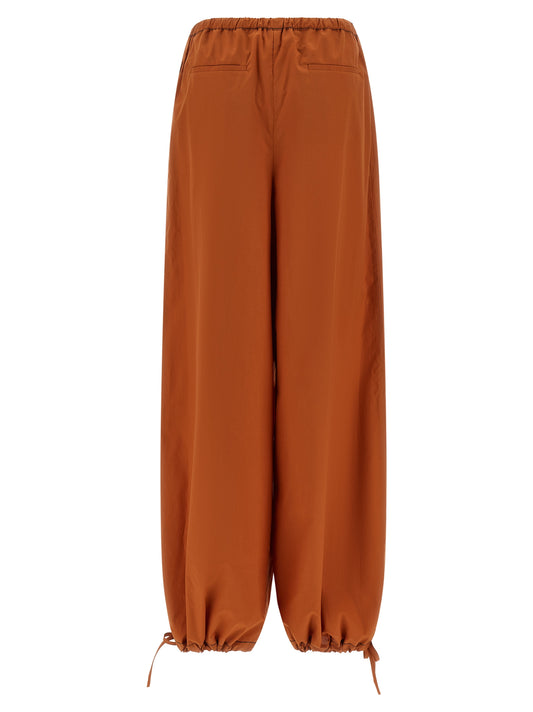 Orange Cotton Casual Pants