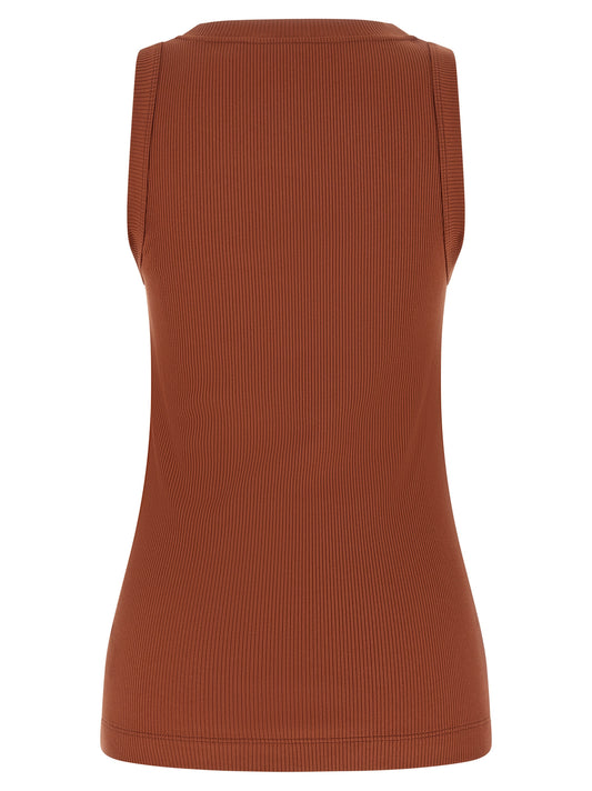 Brown Cotton Sleeveles T-Shirt