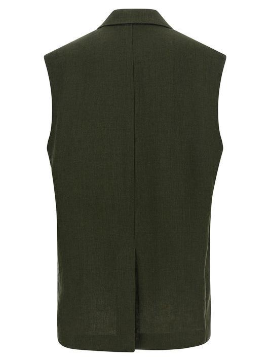 Bicolor Linen Sleeveless Jacket