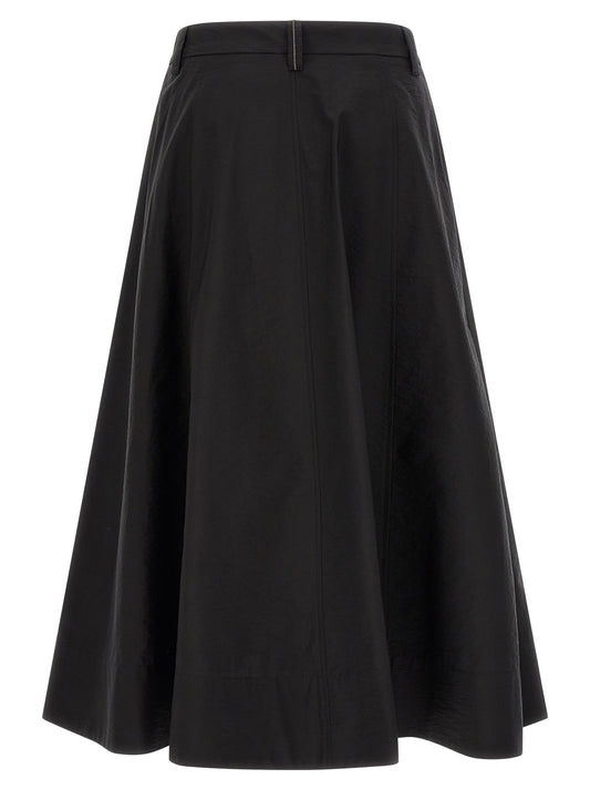 Black Cotton Midi Skirt
