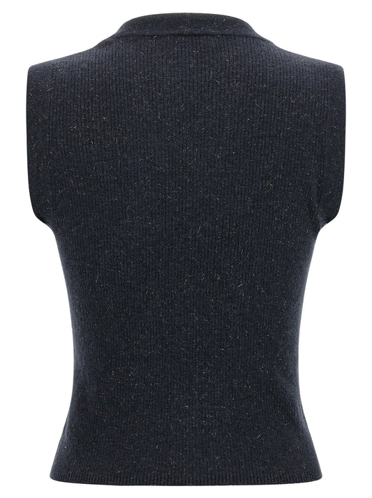 Blue Cashmere Sleeveless Jacket