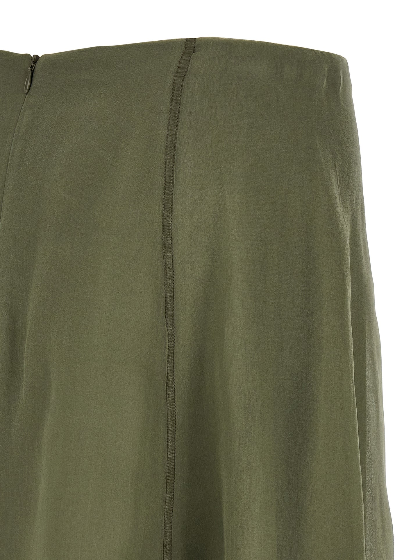 Bicolor Silk Midi Skirt