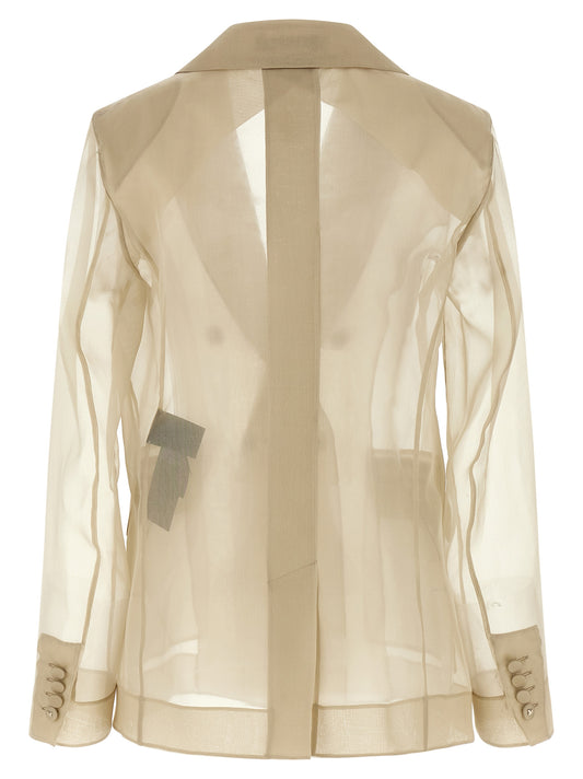 Beige Silk Blazer