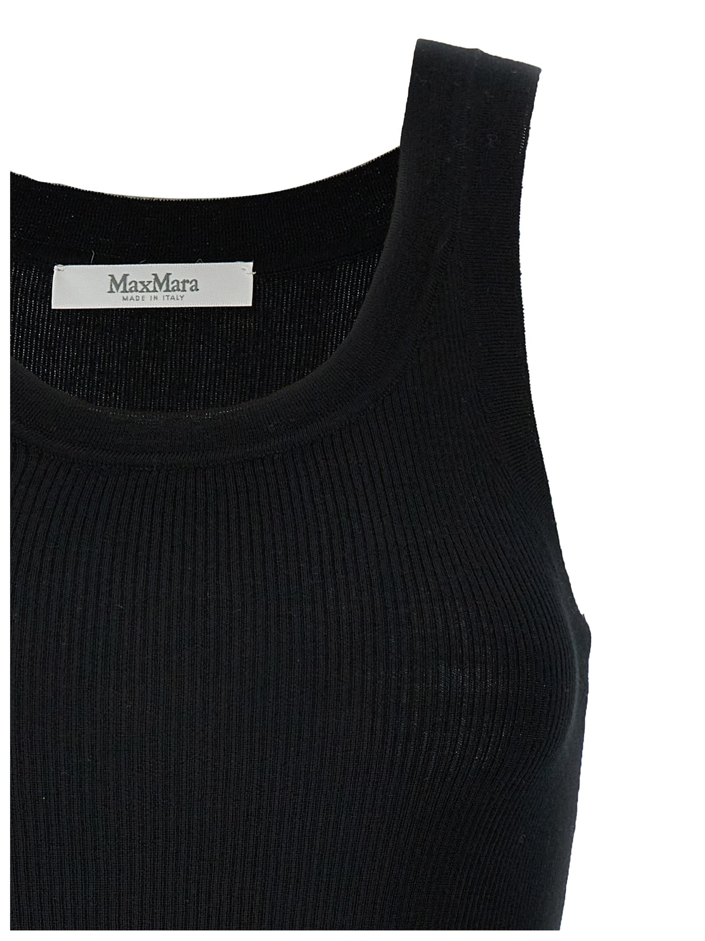 Black Virgin Wool Sleeveles T-Shirt