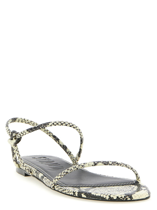 Bicolor Cowhide Flat Sandals