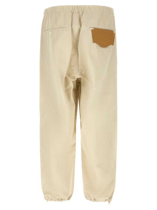 Beige Cotton Athletic Pants