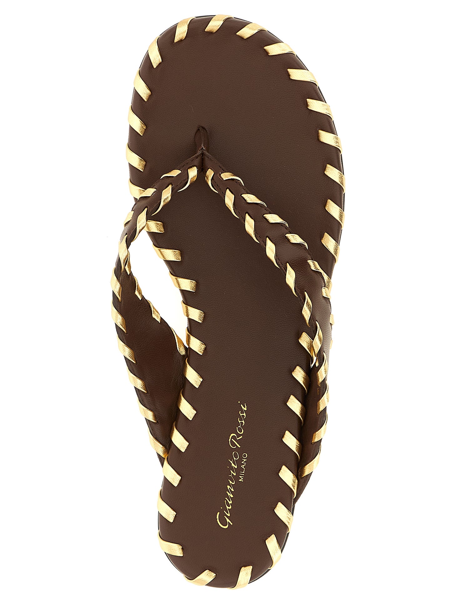 Brown Lamb Leather Slides